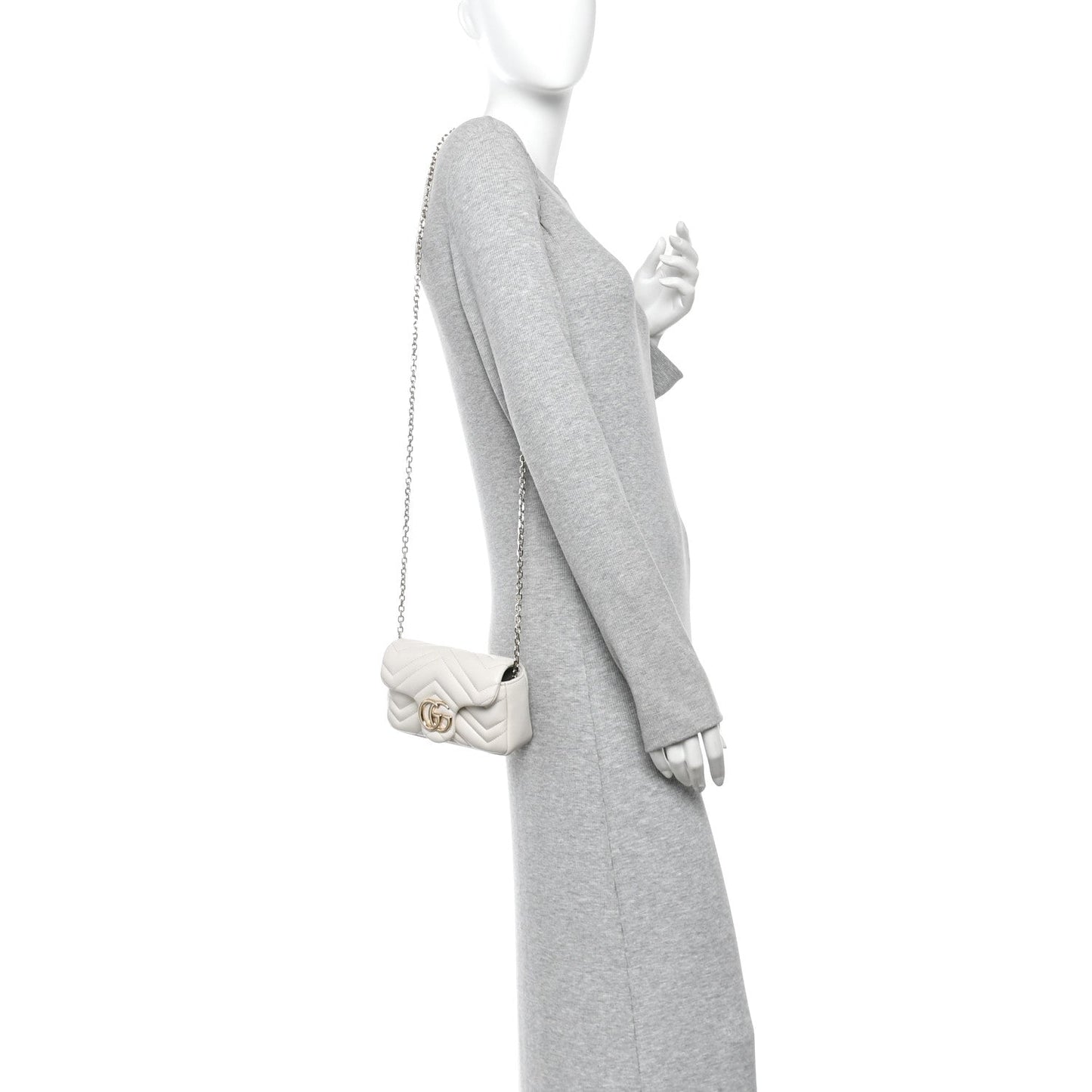 Lambskin Matelasse Mini GG Marmont Shoulder Bag White