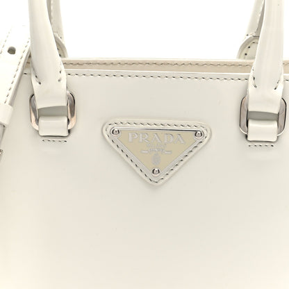 Spazzolato Triangle Small Double Handle Crossbody Tote White