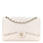 Caviar Quilted Jumbo Double Flap White