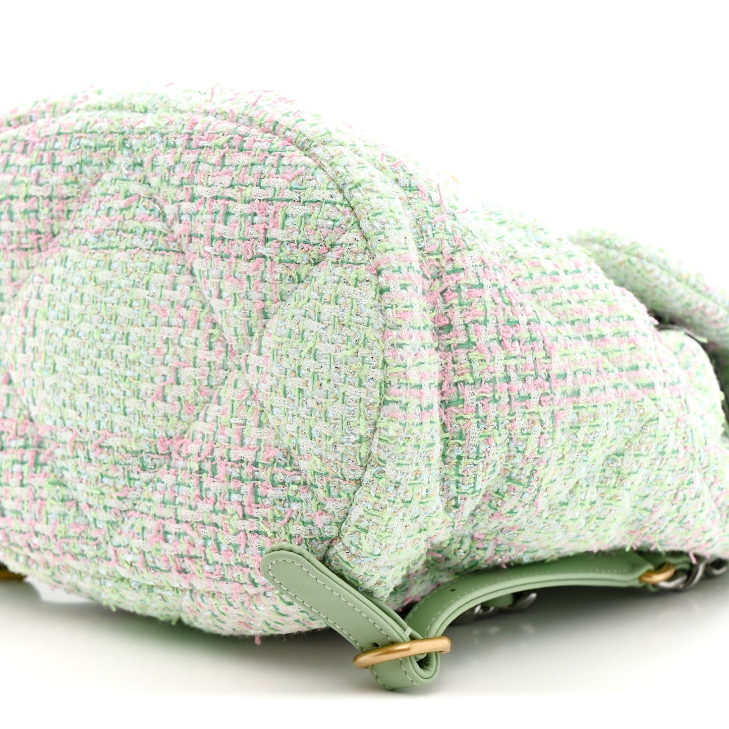 Tweed Quilted Chanel 19 Backpack Green Pink
