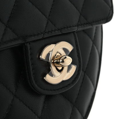Lambskin Quilted CC In Love Heart Clutch With Chain Black