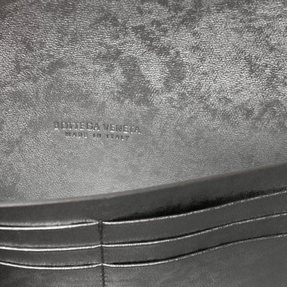 Metallic Lambskin Intrecciato Long Andiamo Top Handle Clutch Silver