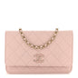 Caviar Quilted Crystal Enamel CC Wallet On Chain WOC Light Pink