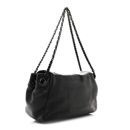 Lambskin Studded Accordion CC Flap Black
