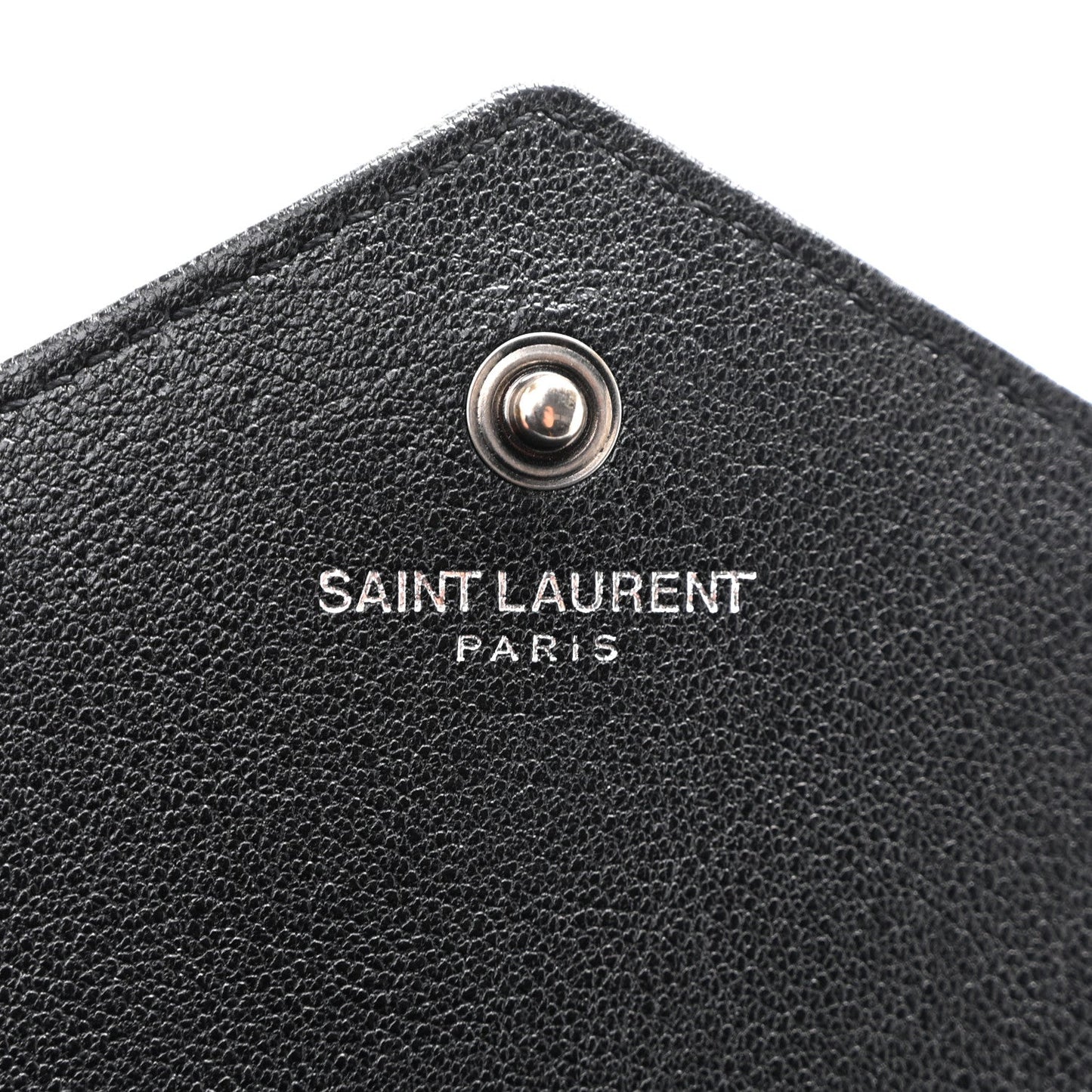 Sheepskin Tri-Quilt Monogram Envelope Chain Wallet Black
