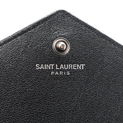 Sheepskin Tri-Quilt Monogram Envelope Chain Wallet Black
