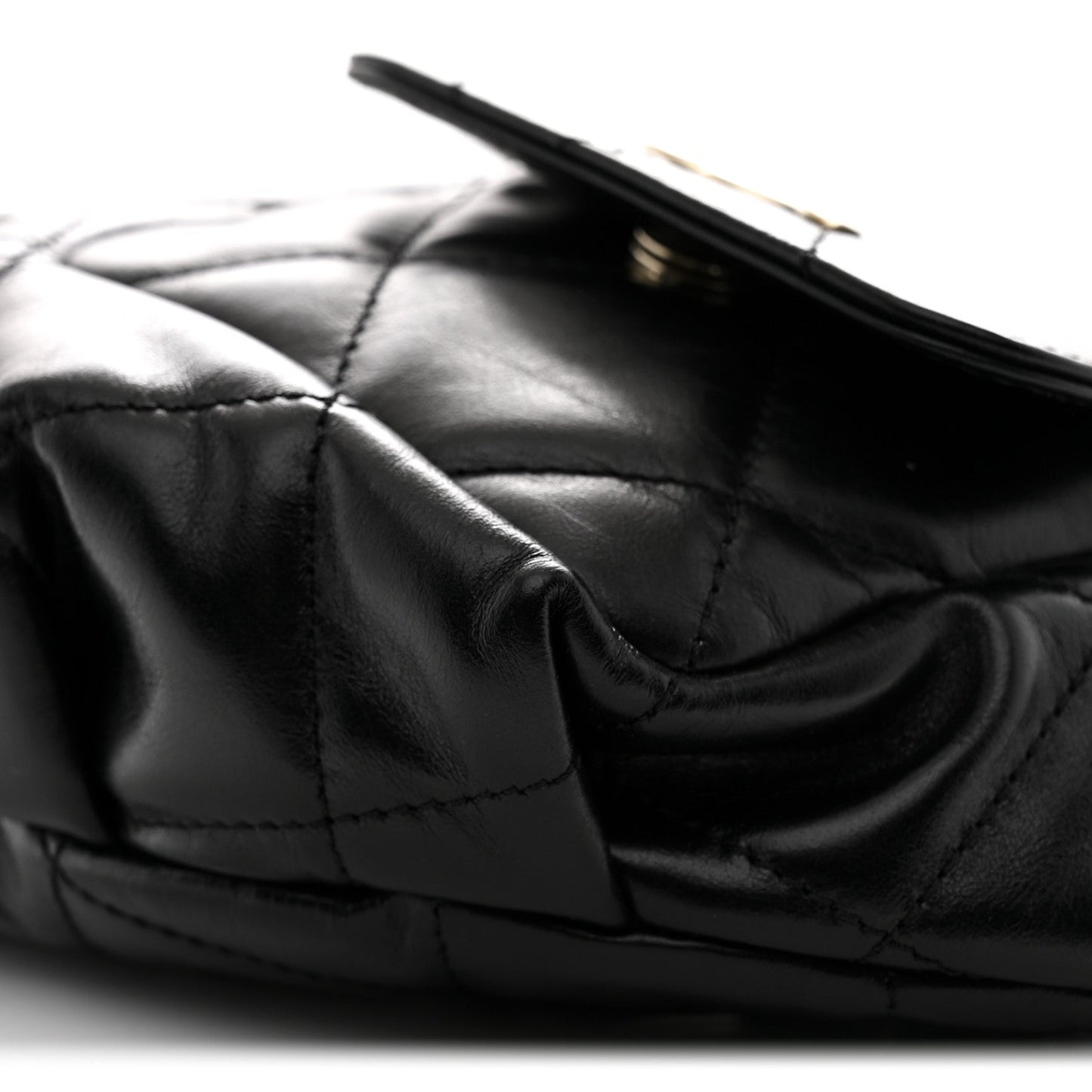 Shiny Aged Calfskin Quilted CC Pockets Jacket Waist Belt Bag Black