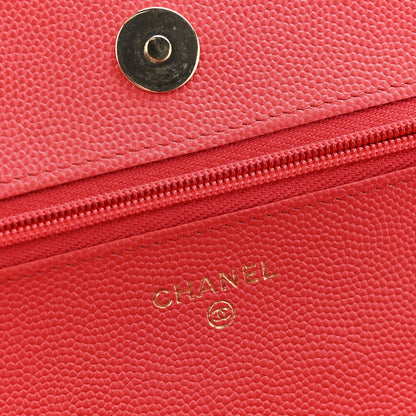 Caviar Quilted Wallet on Chain WOC Red