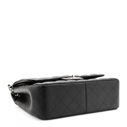 Lambskin Quilted Jumbo Double Flap Black