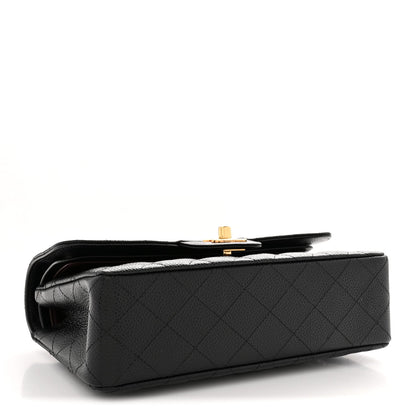 Caviar Quilted Small Double Flap Black