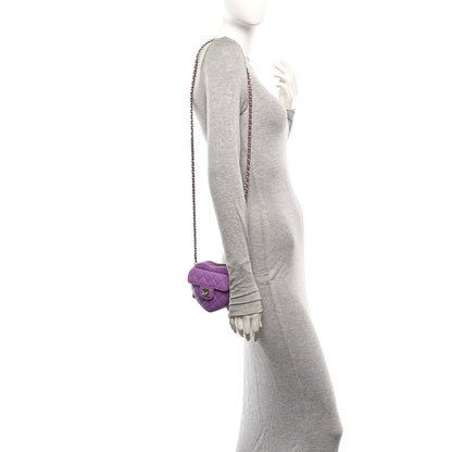 Lambskin Quilted CC In Love Heart Clutch With Chain Purple