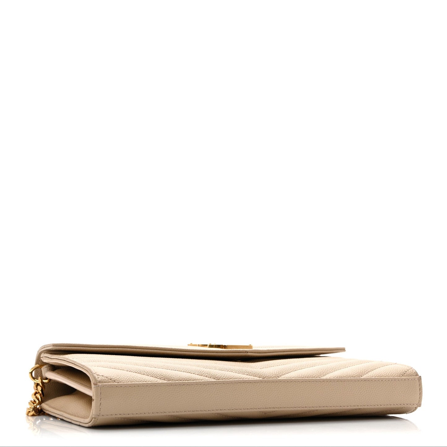 Grain De Poudre Matelasse Chevron Monogram Chain Wallet Dark Beige