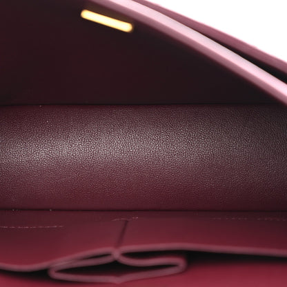 Lambskin Quilted Medium Double Flap Burgundy