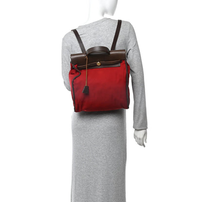 Toile Vache Calfskin Herbag 30 PM Backpack Orange Red