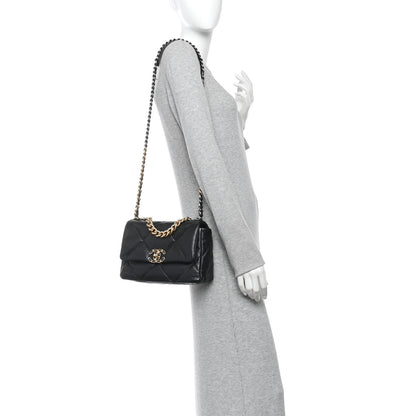 Goatskin Quilted Medium Chanel 19 Flap Black