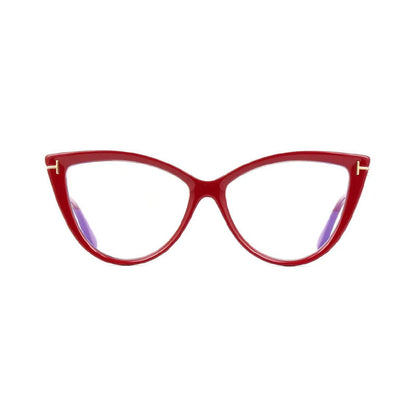 Tom Ford Eyeglasses Cat Eye Full Rim, Black Frame and Clear Blue Light Block Lens FT5843-B005