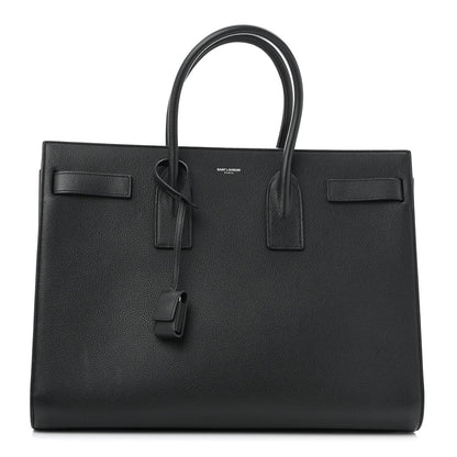 Grained Calfskin Large Sac De Jour Carryall Black