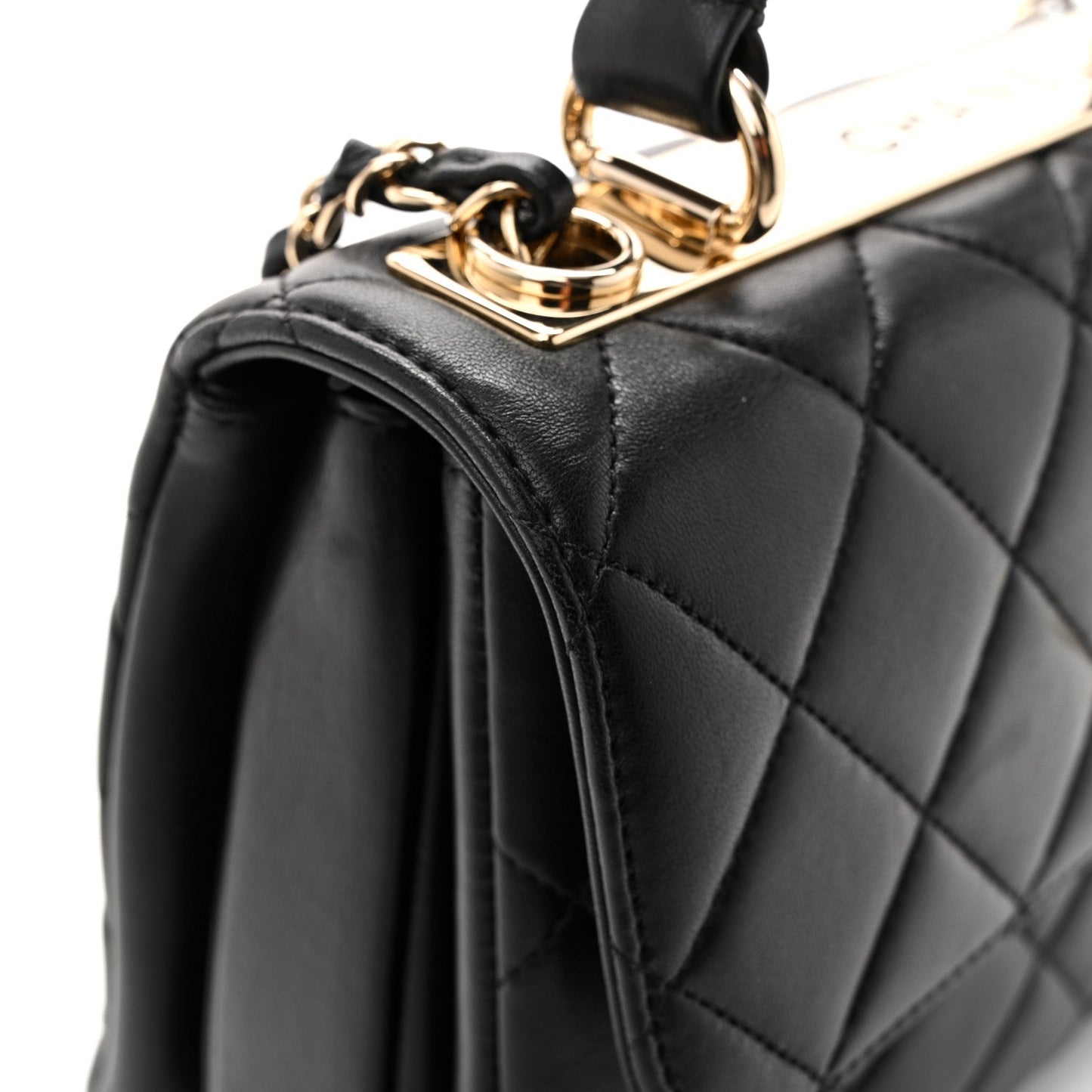 Lambskin Quilted Small Trendy CC Dual Handle Flap Bag Black