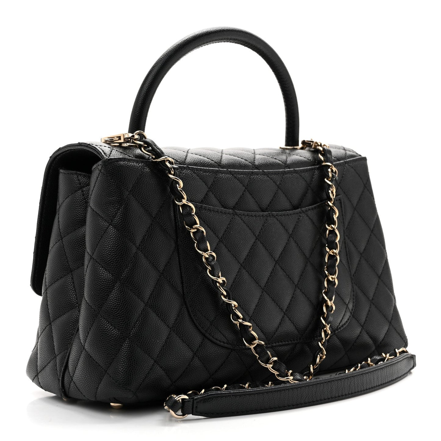 Caviar Quilted Small Coco Handle Flap Black