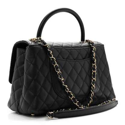 Caviar Quilted Small Coco Handle Flap Black