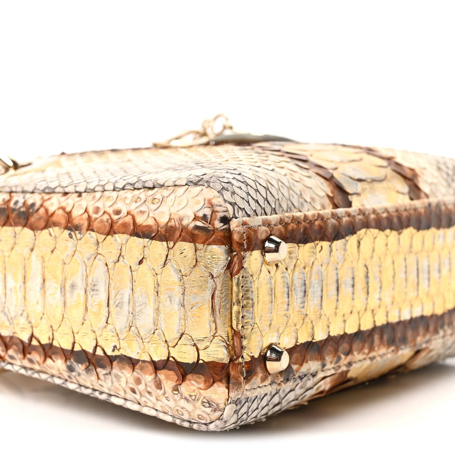 Snakeskin Mini Lady Dior Beige Gold