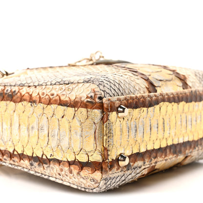 Snakeskin Mini Lady Dior Beige Gold