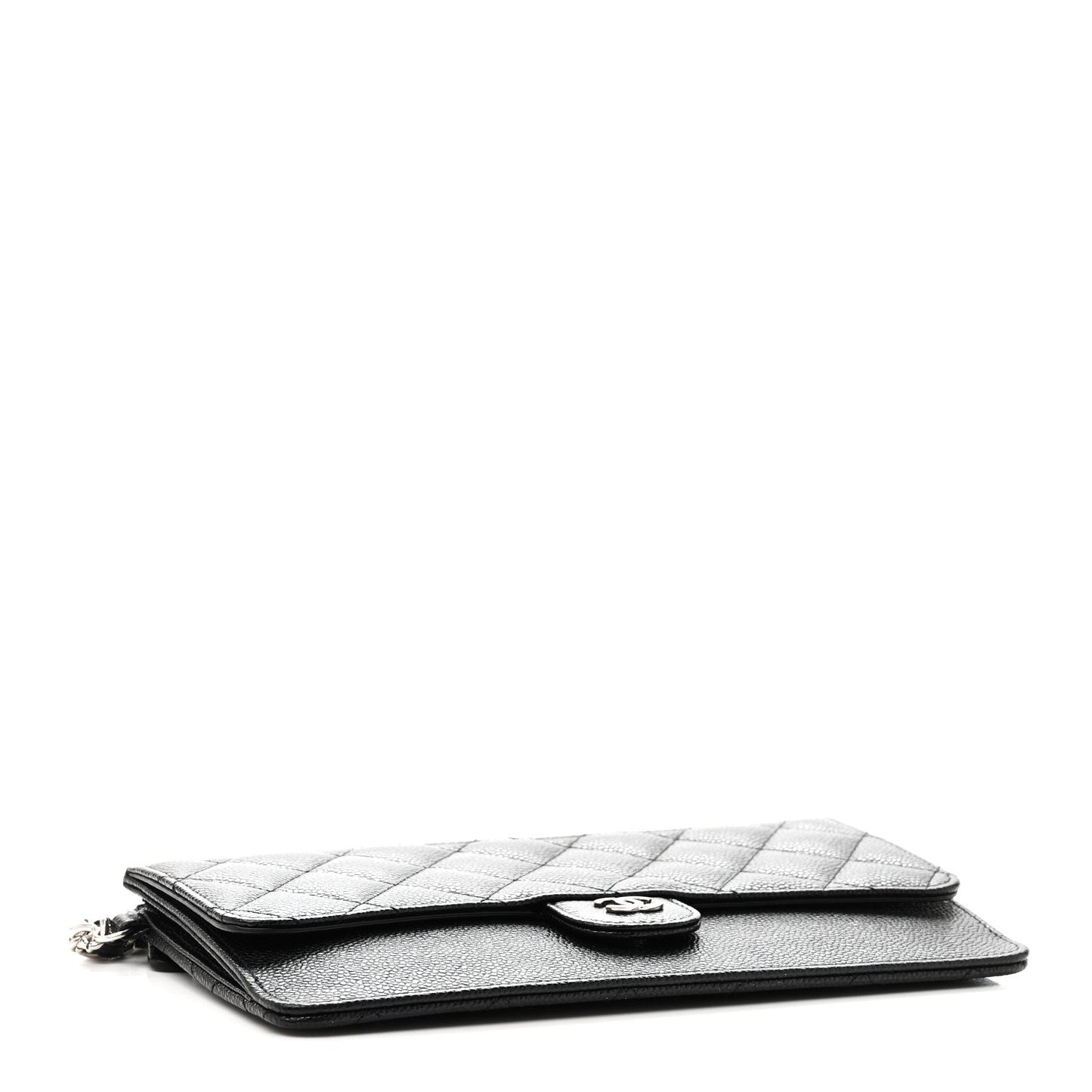 Caviar Quilted Classic Pouch With Handle Black