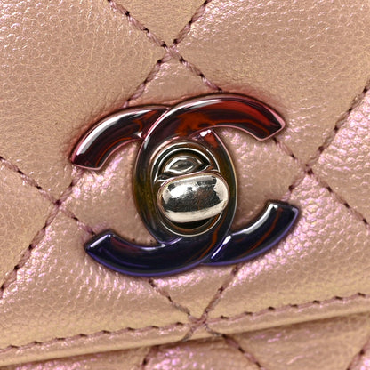 Iridescent Caviar Quilted Extra Mini Coco Handle Flap Light Pink