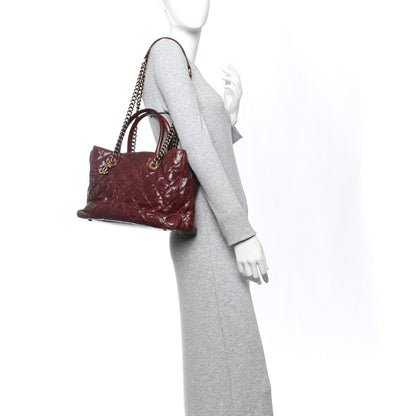 Glazed Caviar Quilted Small Shiva Tote Burgundy