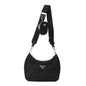 Re-Nylon Triangle Padded Patchwork Shoulder Bag Black