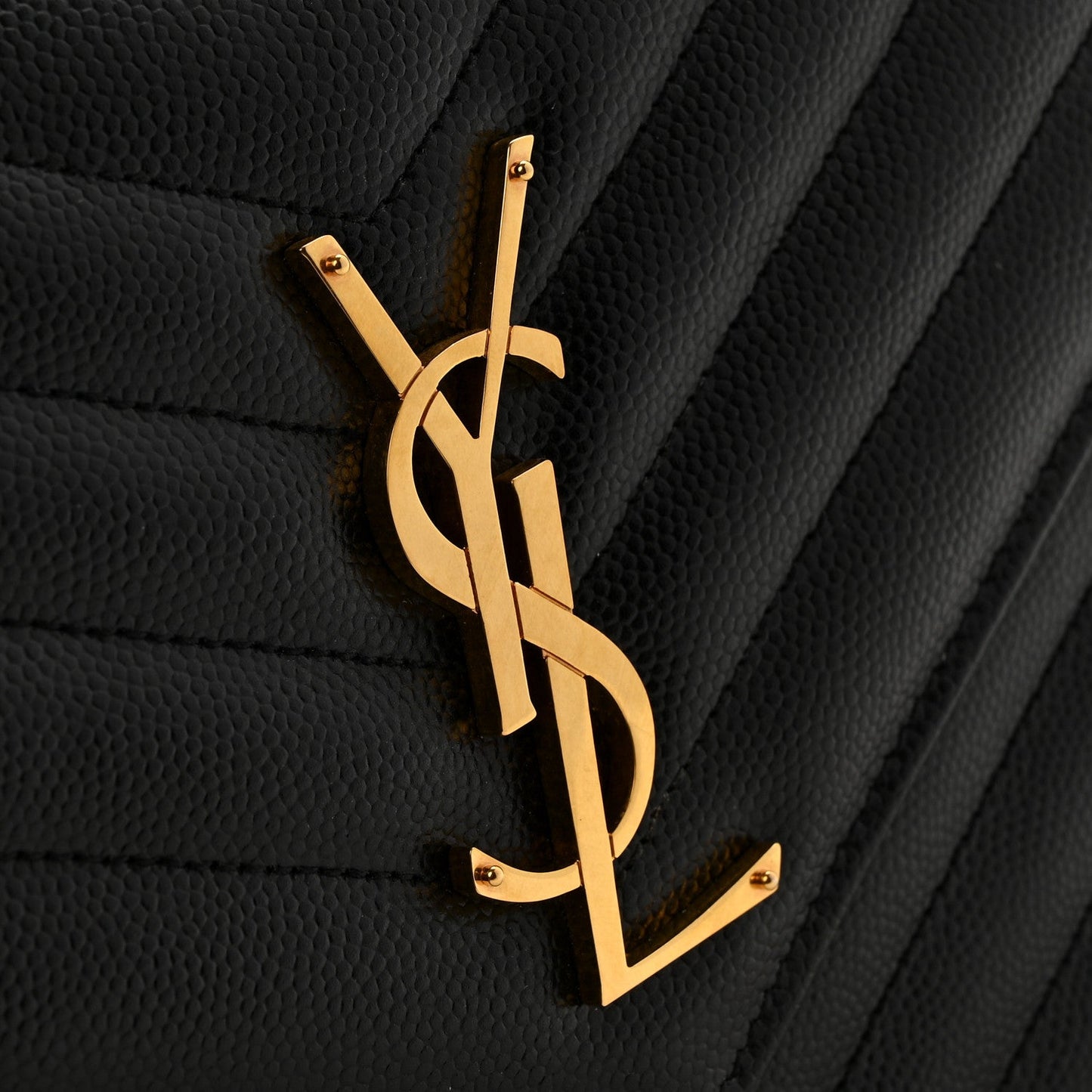 Grain De Poudre Matelasse Chevron Monogram Chain Wallet Black