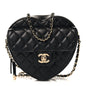 Lambskin Quilted CC In Love Heart Bag Black