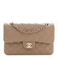 Caviar Quilted Small Double Flap Dark Beige