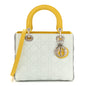 Grained Calfskin Cannage Medium Tri-Color Lady Dior Light Blue Grey Yellow