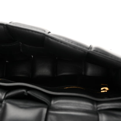 Lambskin Maxi Intreccio Padded Chain Cassette Crossbody Bag Black