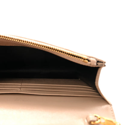 Grain De Poudre Matelasse Chevron Monogram Envelope Chain Wallet Dark Beige