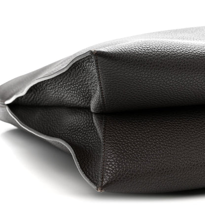Pebbled Calfskin Large Alix Padlock Zip Hobo Bag Dark Brown