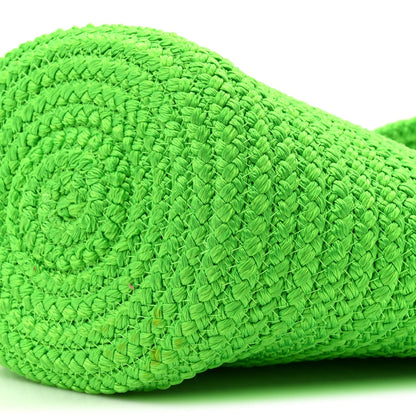 Nylon Lambskin Woven Small Ibiza Basket With Strap Green