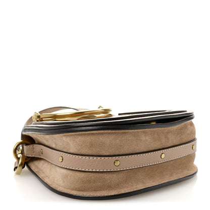 Calfskin Suede Small Nile Bracelet Bag Biscotti Beige