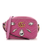 Velvet Matelasse Marquise Crystals Mini GG Marmont Chain Shoulder Bag Malva