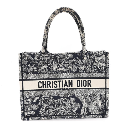 Canvas Embroidered Medium Dioriviera Toile De Jouy Reverse Book Tote Blue