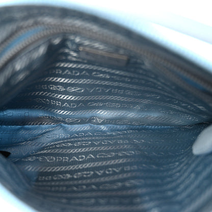 Re-Nylon Vela Saffiano Mini Pochette Bag Celeste