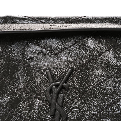 Crinkled Calfskin Matelasse Monogram Medium Niki Chain Satchel Storm