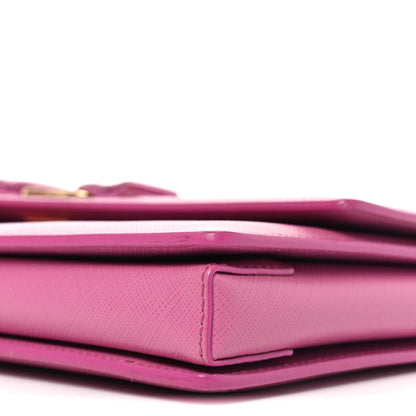 Printed Calfskin Vara Bow Chain Flap Crossbody Fuchsia