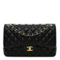Lambskin Quilted Jumbo Double Flap Black