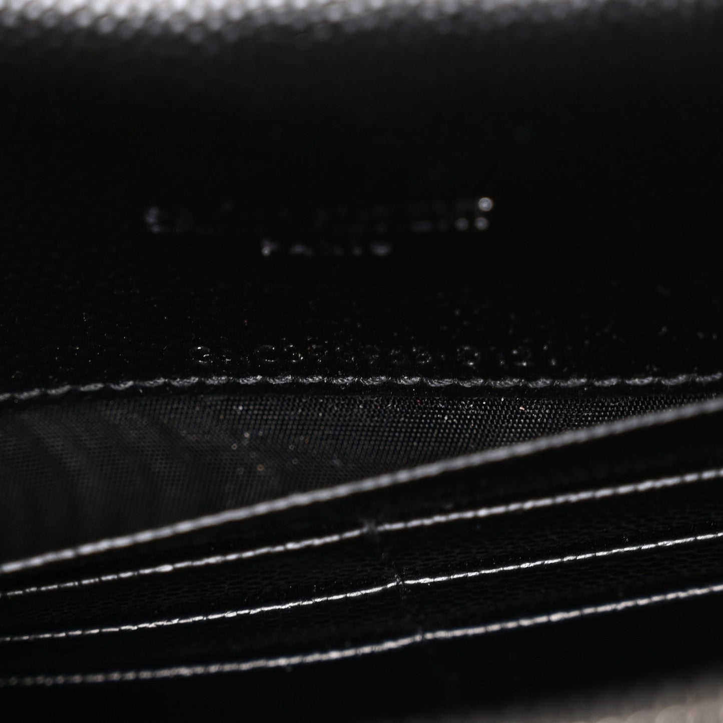 Grain De Poudre Matelasse Chevron Monogram Envelope Chain Wallet Black
