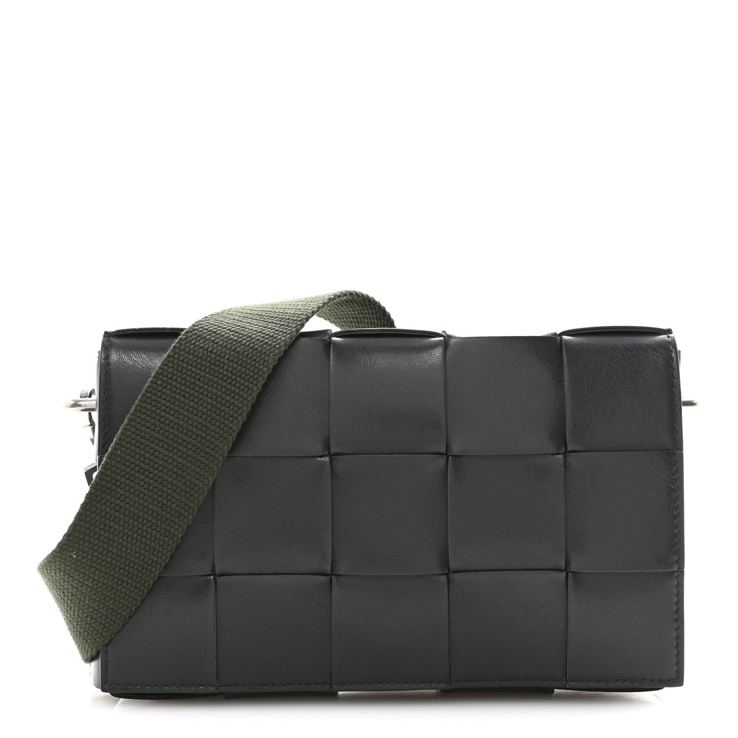 Calfskin Maxi Intreccio Cassette With Strap Bag Dark Green