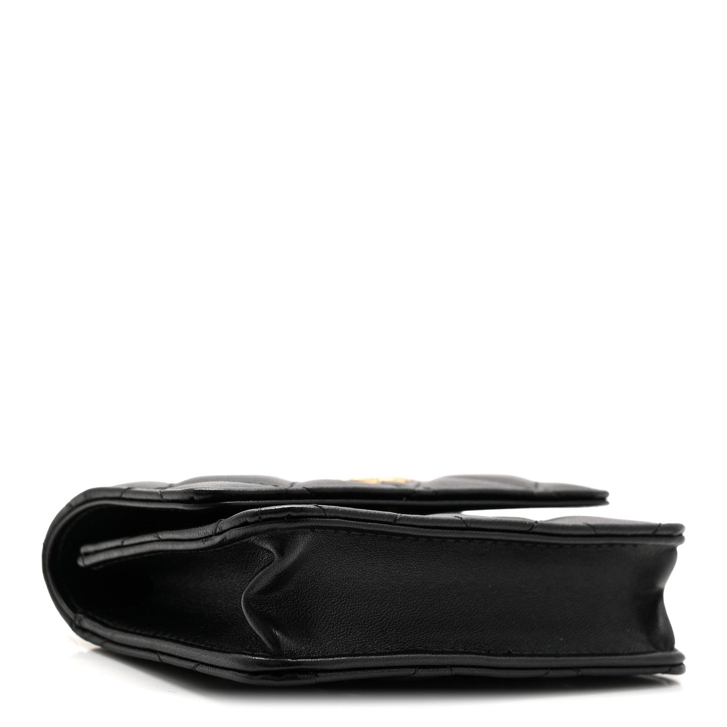 Lambskin Quilted CC Hook Card Holder Black