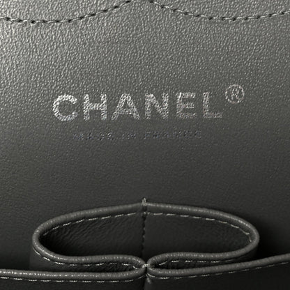 Caviar Quilted Jumbo Double Flap Grey