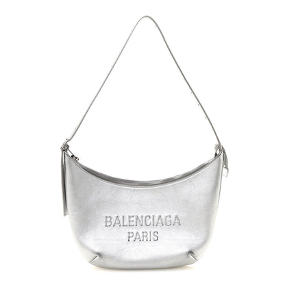 Metallic Calfskin Mary Kate Shoulder Bag Silver
